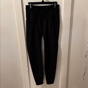 Small Old Navy Powersoft Black Leggings Leg Pockets All Plain Black Workout Gym